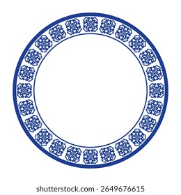 Round frame pattern floral design. ring shape. botanical, natural theme. for decoration, background, home decor, ceramic, fabric, tile. circular border.
