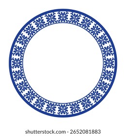Round frame pattern floral design. ring shape. botanical, natural theme. for decoration, background, home decor, ceramic, fabric, tile. circular border.