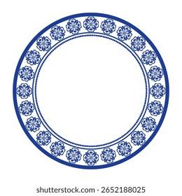 Round frame pattern floral design. ring shape. botanical, natural theme. for decoration, background, home decor, ceramic, fabric, tile. circular border.