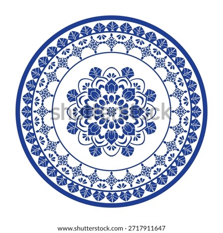 Round frame pattern floral design. ring shape. botanical, natural theme. for decoration, background, ceramic, fabric, tile. circular border.