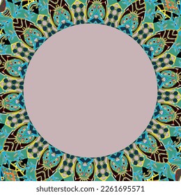 Round frame with a pattern. Vector file for designs.