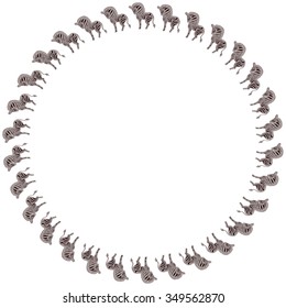 Round frame with a picture of a zebra.