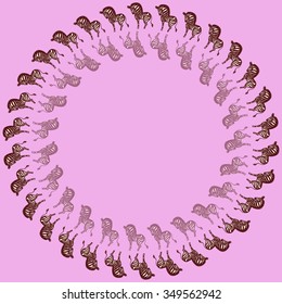 Round frame with a picture of a zebra.