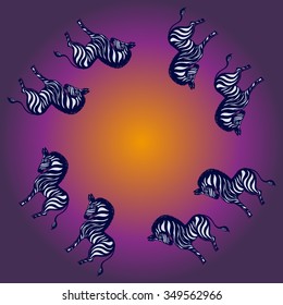 Round frame with a picture of a zebra.