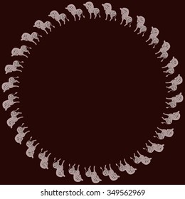 Round frame with a picture of a zebra.