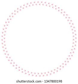 Round frame of pink cat tracks. Isolated frame on white background for your design.
