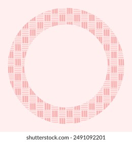 Round frame with with pink freehand doodles. Background for children or trendy design with basic shapes.