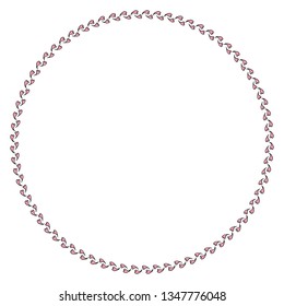 Round frame of pink hearts. Isolated frame on white background for your design.