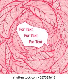 round frame pink leaves  with space for text vector illustration 