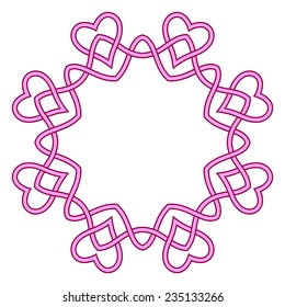 Round frame pink ribbon, Circular ornament design element, Vector
