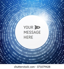 Round Frame with Place for Text. Lattice Structure. Network Technology Communication Background. Graphic Design. 3D Grid Surface with Particles. Illustration For Marketing, Advertising, Presentation.