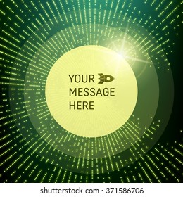 Round Frame with Place for Text. Lattice Structure. Network Technology Communication Background. Graphic Design. 3D Grid Surface with Particles. Illustration For Marketing, Advertising, Presentation.