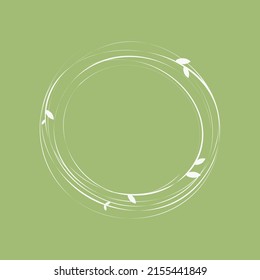  Marco redondo de las plantas. Grasa y hojas en círculo. Ilustración vectorial. El entorno está aislado.