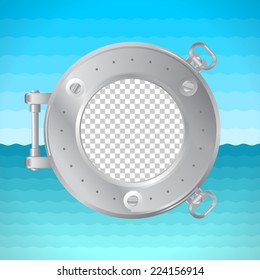 Round frame porthole with photo placeholder. Naval theme.