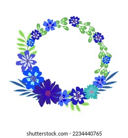 Marco redondo con bonitas flores. Círculo floral festivo para su diseño de temporada.