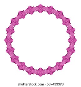 Round frame with purple gems. Copy space. Vector clip art.