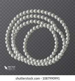 Round frame of realistic pearls, decoration for your postcard, wedding invitations