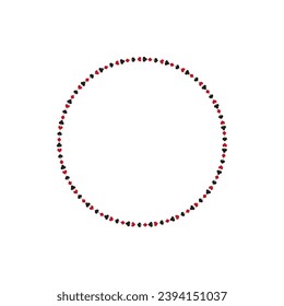 Round frame is red and black. Vector Graphics in Cartoon Style