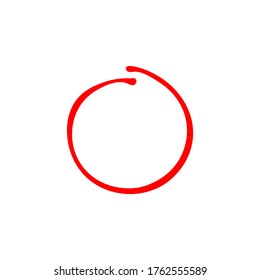 Round Frame. Red Highlight Pen Circle, Hand Draw. Vector.