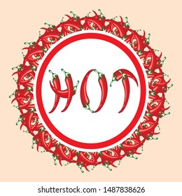 Round Frame Red hot pepper Cool Design card. Vector. Eps.