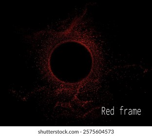 Round frame with red tinsel, isolated design element.