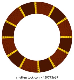 Round frame of reptile skin border based on color pattern of a brown and yellow king snake.