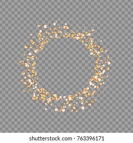 Round frame from rhinestones, iridescent sequins, gems isolated on transparent background. Texture iridescent precious diamonds. Border Glass gems Realistic 3d design. vector illustration