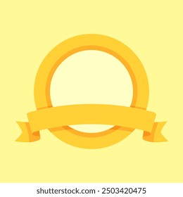 Round frame with ribbon and space for image and text