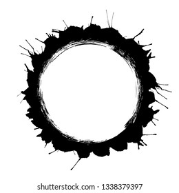 round frame, a ring of blobs, drips, stains