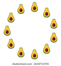 Round frame of ripe avocado. Vector illustration.