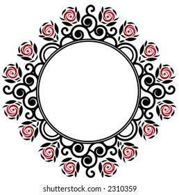 Round Frame with Rose Flower Motif