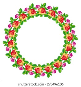 round frame with roses