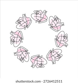 Round frame with roses. Floral border. Floral circle ornament. Postcard with space for text.