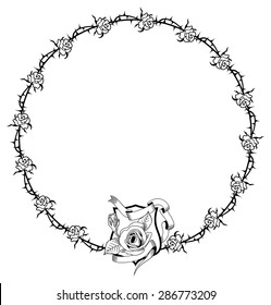 Round frame with roses and thorns