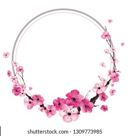 Round frame with sakura flowers