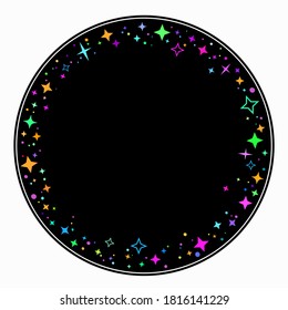 round frame of scattering multicolored stars