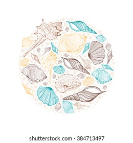 Round frame seashells