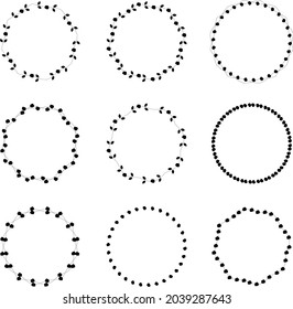 Round frame set. Circle Ornamental decorative frame with floral element
