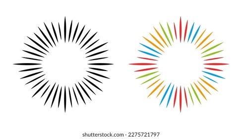 Round frame set of colorful concentrated lines.