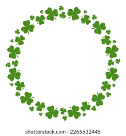 Round frame of shamrocks. Vector illustration