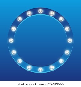 Round frame with shining light bulbs