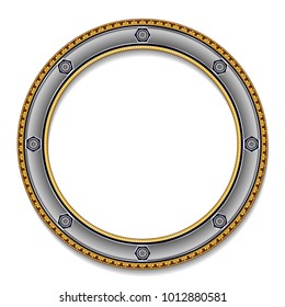 round frame silver color with shadow on white background
