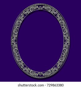 round frame silver color with shadow on blue background