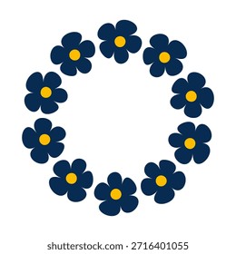 Marco redondo de flores simples Groovy. Colección de flores abstractas en estilo minimalista. Abstractas Elementos florales mínimos. Diseño brutalista.