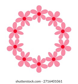 Marco redondo de flores simples Groovy. Colección de flores abstractas en estilo minimalista. Abstractas Elementos florales mínimos. Diseño brutalista.