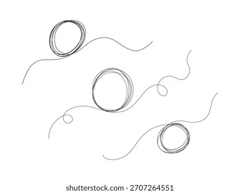 Esbozo de marco redondo sobre fondo blanco. Dibujo continuo de una línea de círculo negro. Marco dibujado a mano de contorno de Vector. 