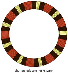 Round frame of snake skin border based on color pattern of species called Lampropeltis triangulum elapsoides.