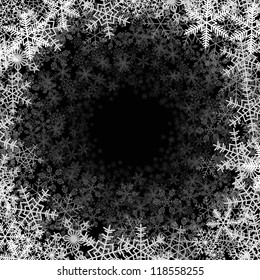 Round frame with snowflakes
