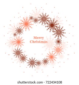 Round frame with snowflakes isolated on white background. Merry Christmas. Vector illustration

