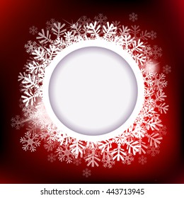 round frame with snowflakes. Vector